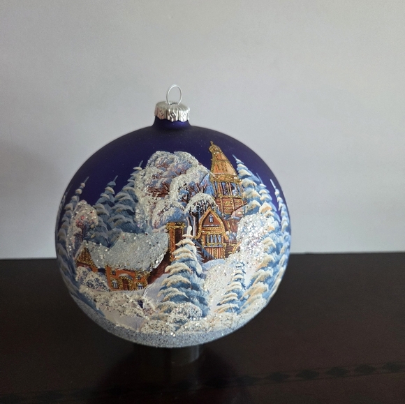 Millenium Colection Blue/ White Holiday Glass Ornament - Picture 2 of 10